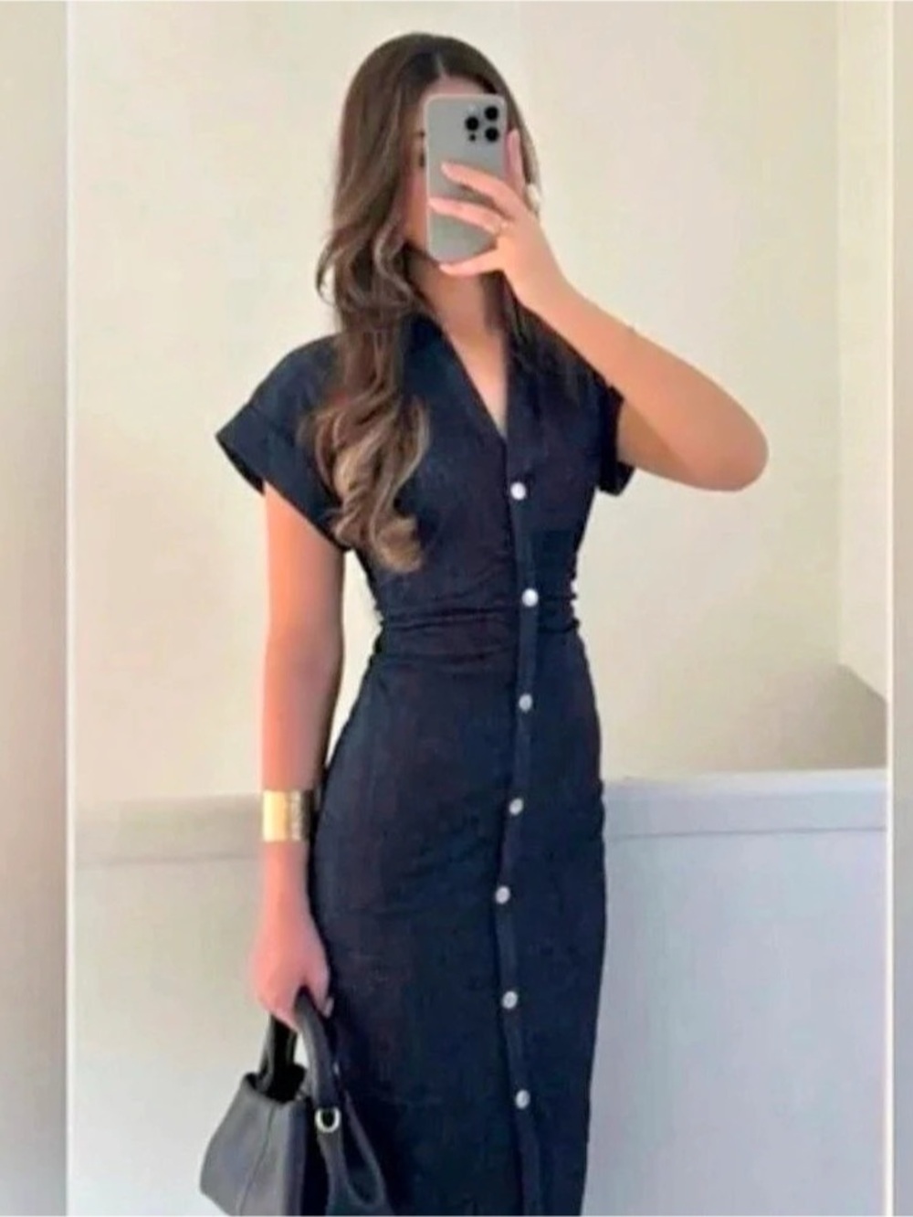 Zara Z1975 Midi Denim Dress Blue Size Medium